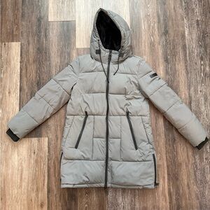 DKNY Women’s Gray Hooded Puffer Coat